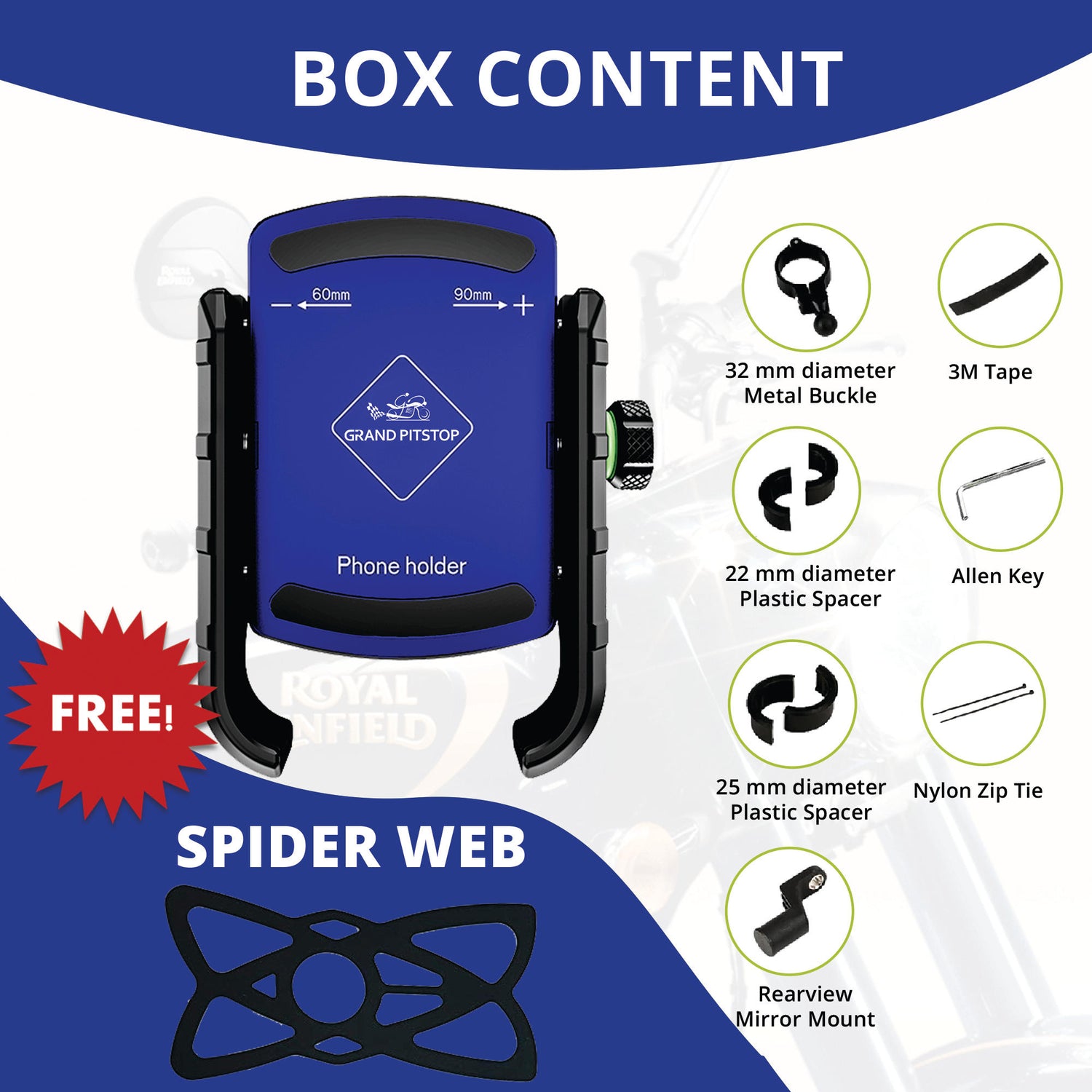 Jaw Grip Aluminium Mobile Holder without Charger - Blue