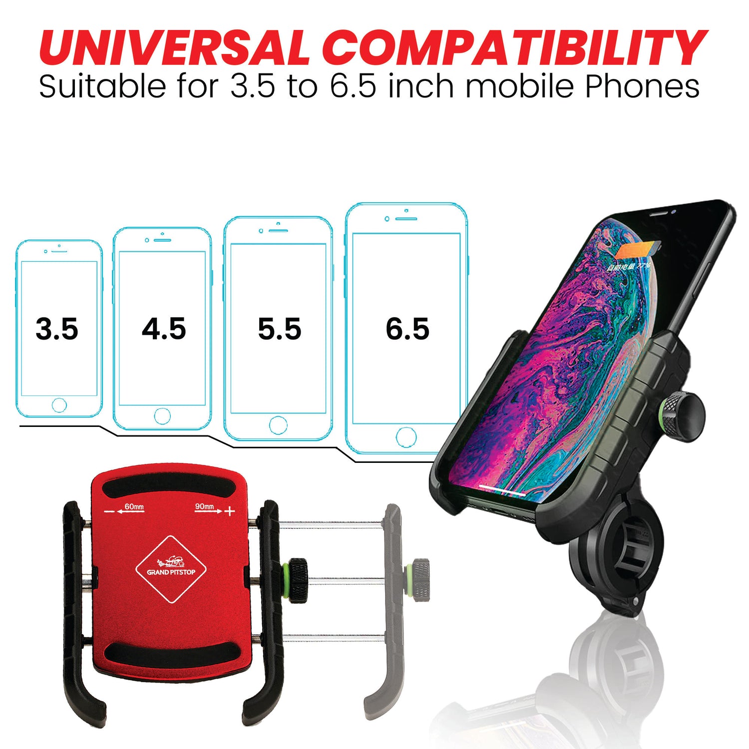 Jaw Grip Aluminium Mobile Holder without Charger - Red