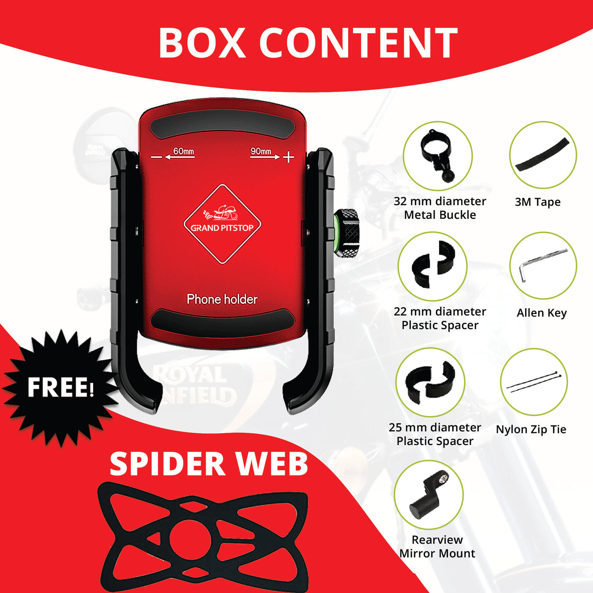 Jaw Grip Aluminium Mobile Holder without Charger - Red