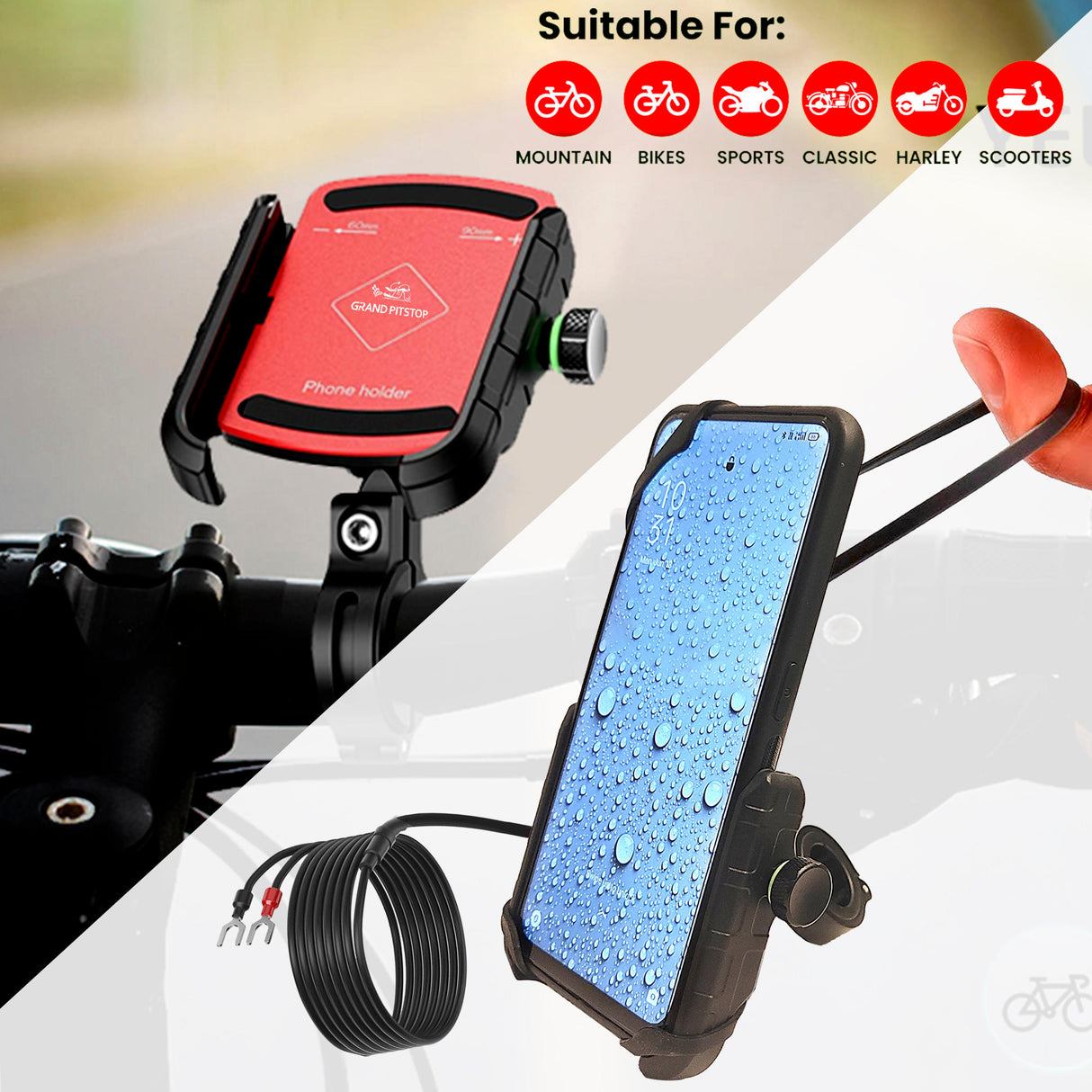 Jaw Grip Aluminium Mobile Holder without Charger - Red