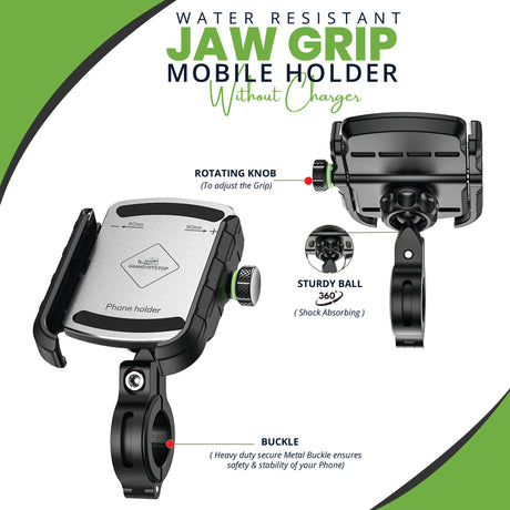 Jaw Grip Aluminium Mobile Holder without Charger - Silver