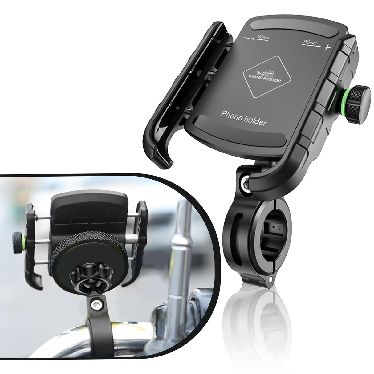 Jaw Grip Aluminium Mobile Holder with Vibration Dampener - Black