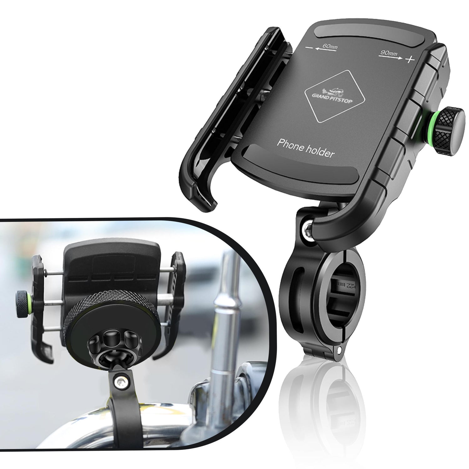 Jaw Grip Aluminium Mobile Holder with Vibration Dampener - Black