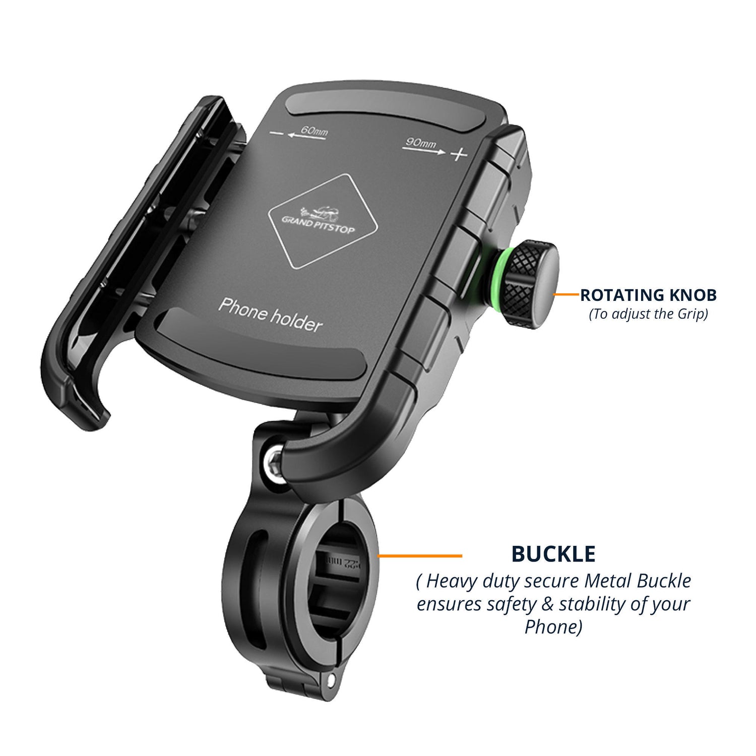 Jaw Grip Aluminium Mobile Holder with Vibration Dampener - Black