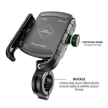 Jaw Grip Aluminium Mobile Holder with Vibration Dampener - Black