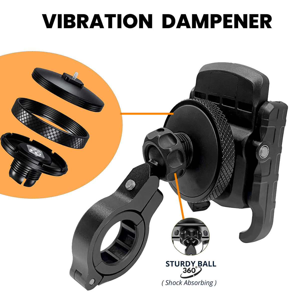 Jaw Grip Aluminium Mobile Holder with Vibration Dampener - Black