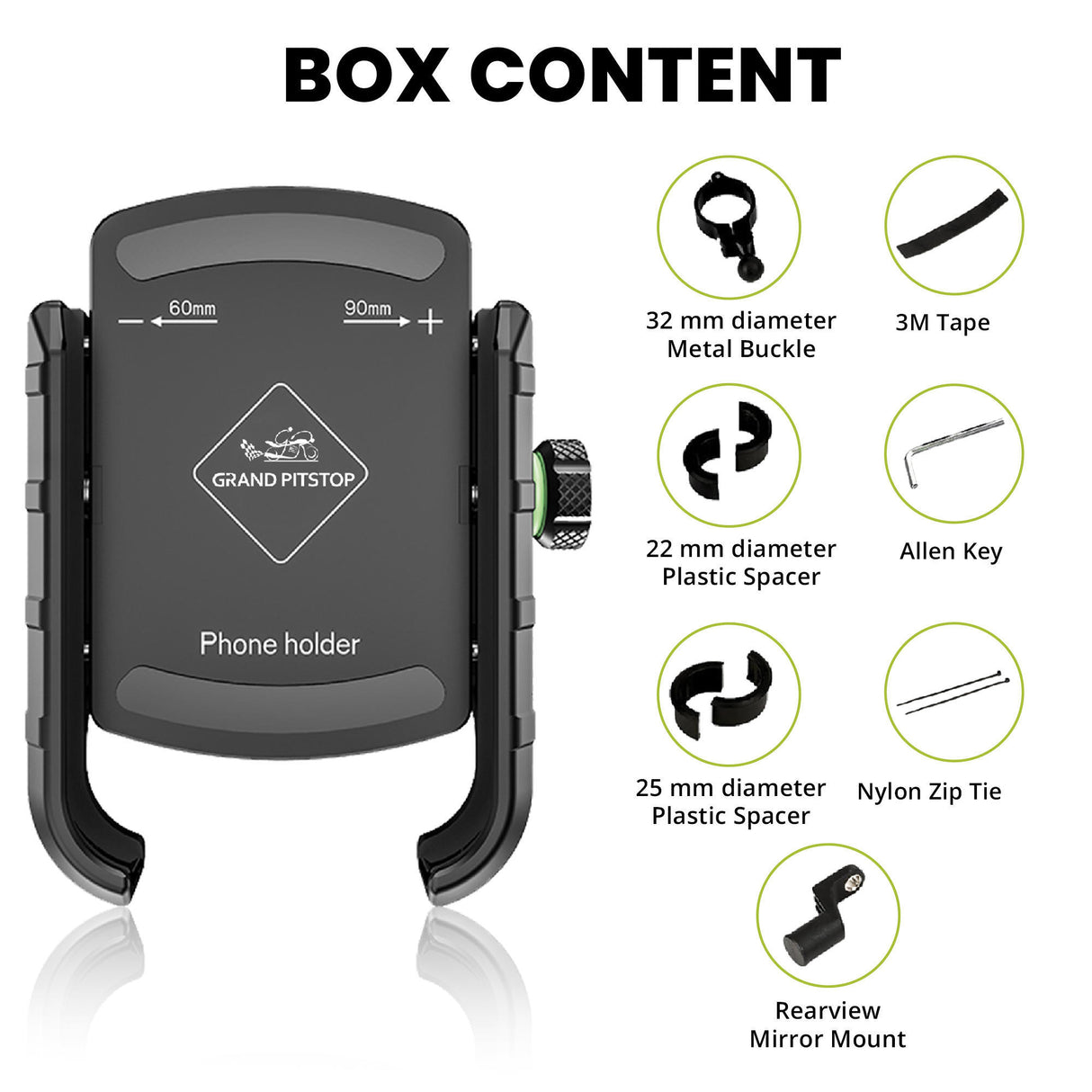 Jaw Grip Aluminium Mobile Holder with Vibration Dampener - Black