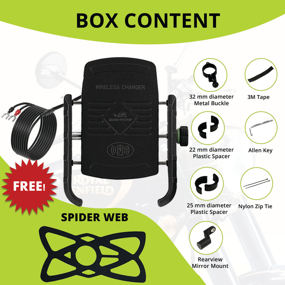 Jaw Grip Mobile Holder with 15W Wireless Charger - Black