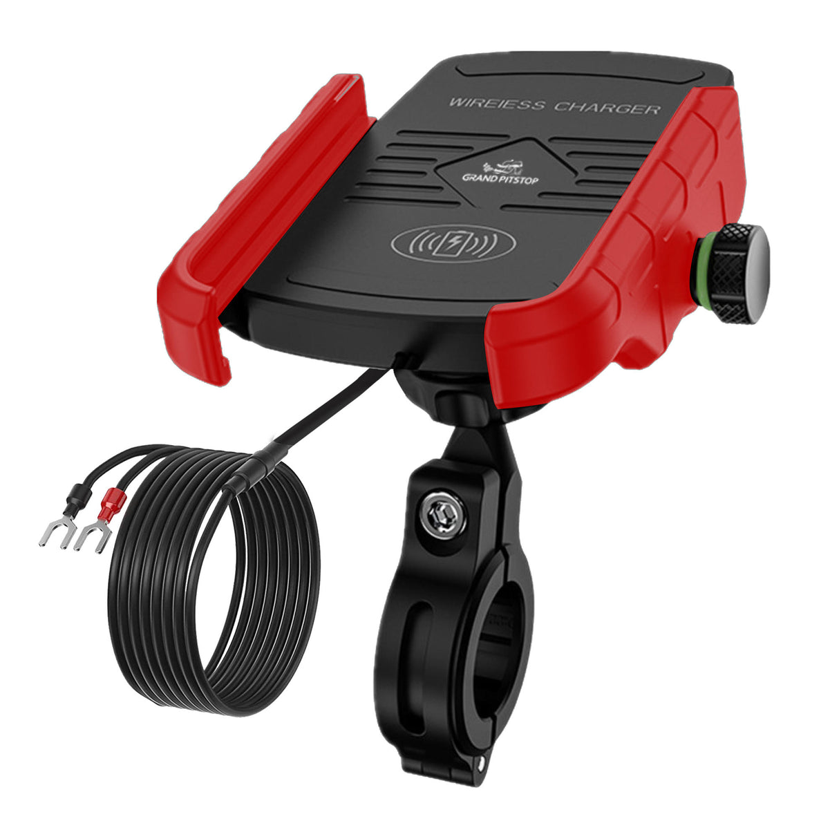 Jaw Grip Mobile Holder with 15W Wireless Charger - Red
