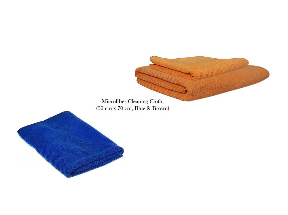 Microfiber Cleaning Cloth for Bike & Car (30 cm X 70 cm) - Pack of 2 (Brown and Blue)