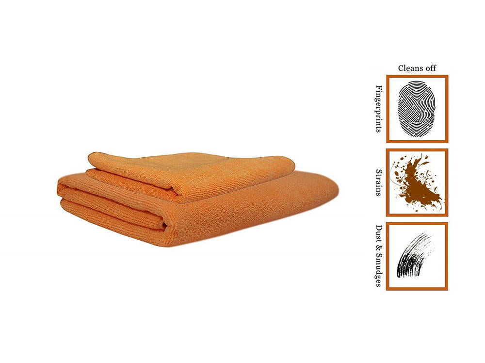Microfiber Cleaning Cloth for Bike & Car (30 cm X 70 cm) - Pack of 2 (Brown and Blue)