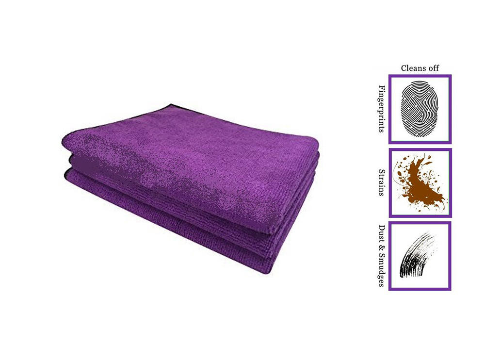 Microfiber Cleaning Cloth for Bike & Car (30 cm X 70 cm) - Pack of 2 (Brown and Purple)