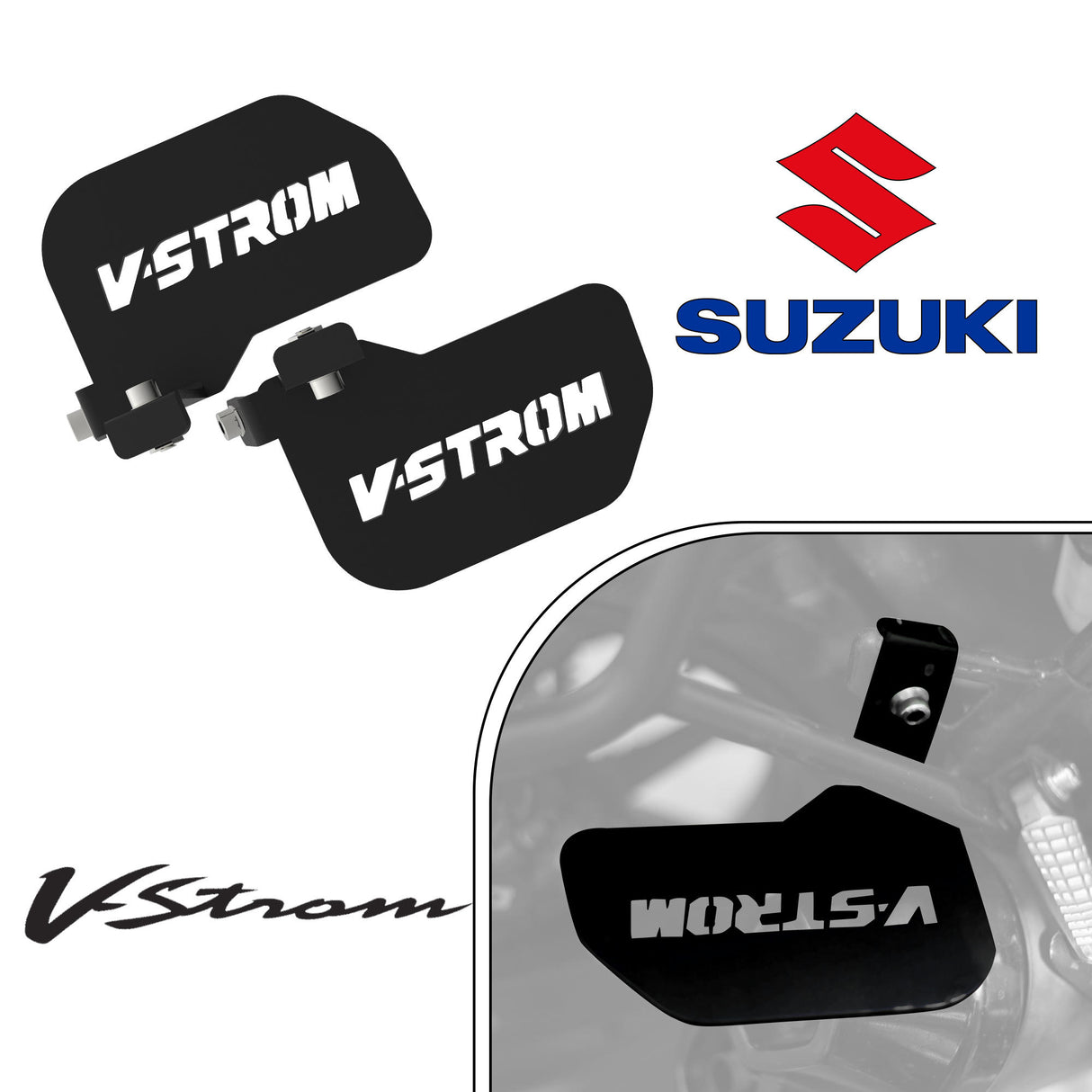 Pillion Footrest (Pair of 2) for Suzuki V-Strom - Black