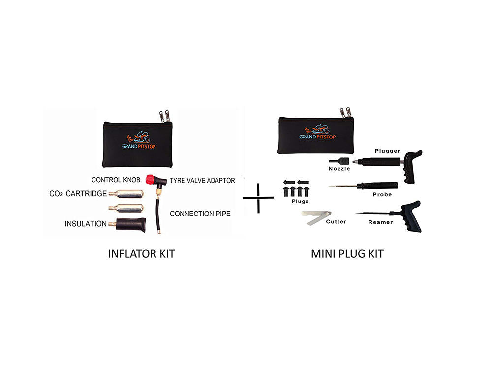 Combo - Tyre Puncture Repair Pocket Plugger & Air Inflator