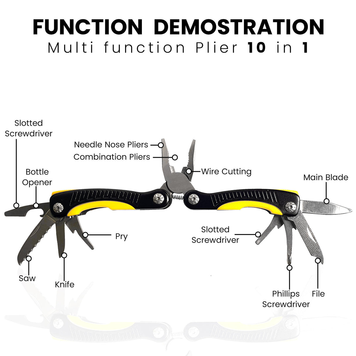 Premium Stainless Steel Multipurpose Plier - Black & Yellow