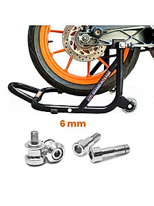 Dismantlable Rear Paddock Stand (Black) and 6 mm Bobbins - Dual Cap Cover