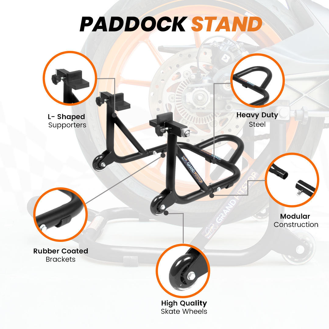 Dismantlable Rear Paddock Stand (Black) and 10 mm Bobbins