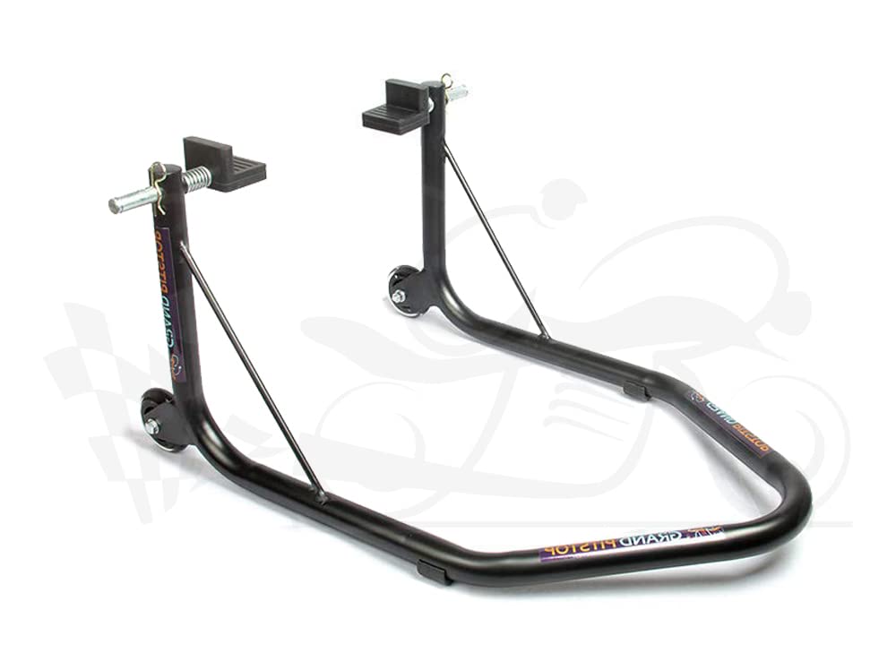Non-Dismantlable Rear Paddock Stand With Skate Wheels (upto 350 kg) - Black