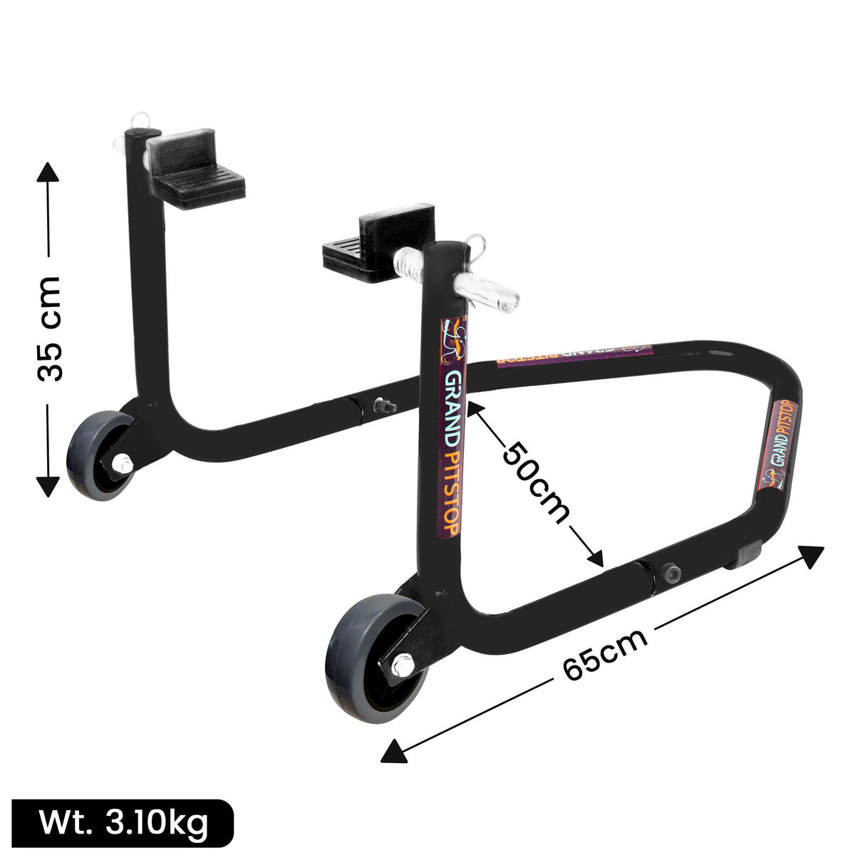 Dismantlable Rear Paddock Without Skate Wheels (upto 185 kg) - Black