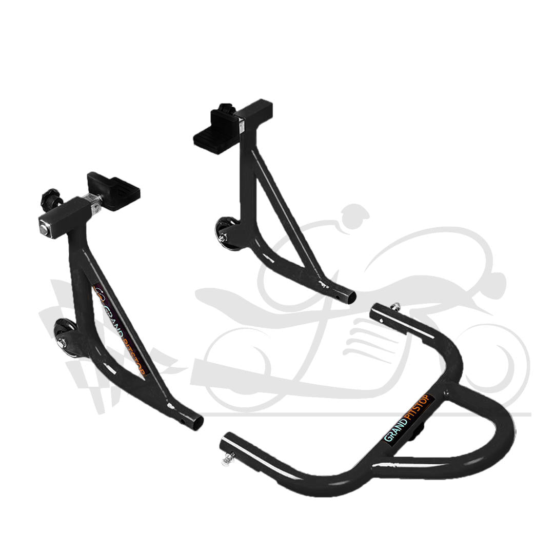 Dismantlable Rear Paddock Stand With 360 Rotation & Skate Wheels (Bike Wt upto: 450 kgs) - Black