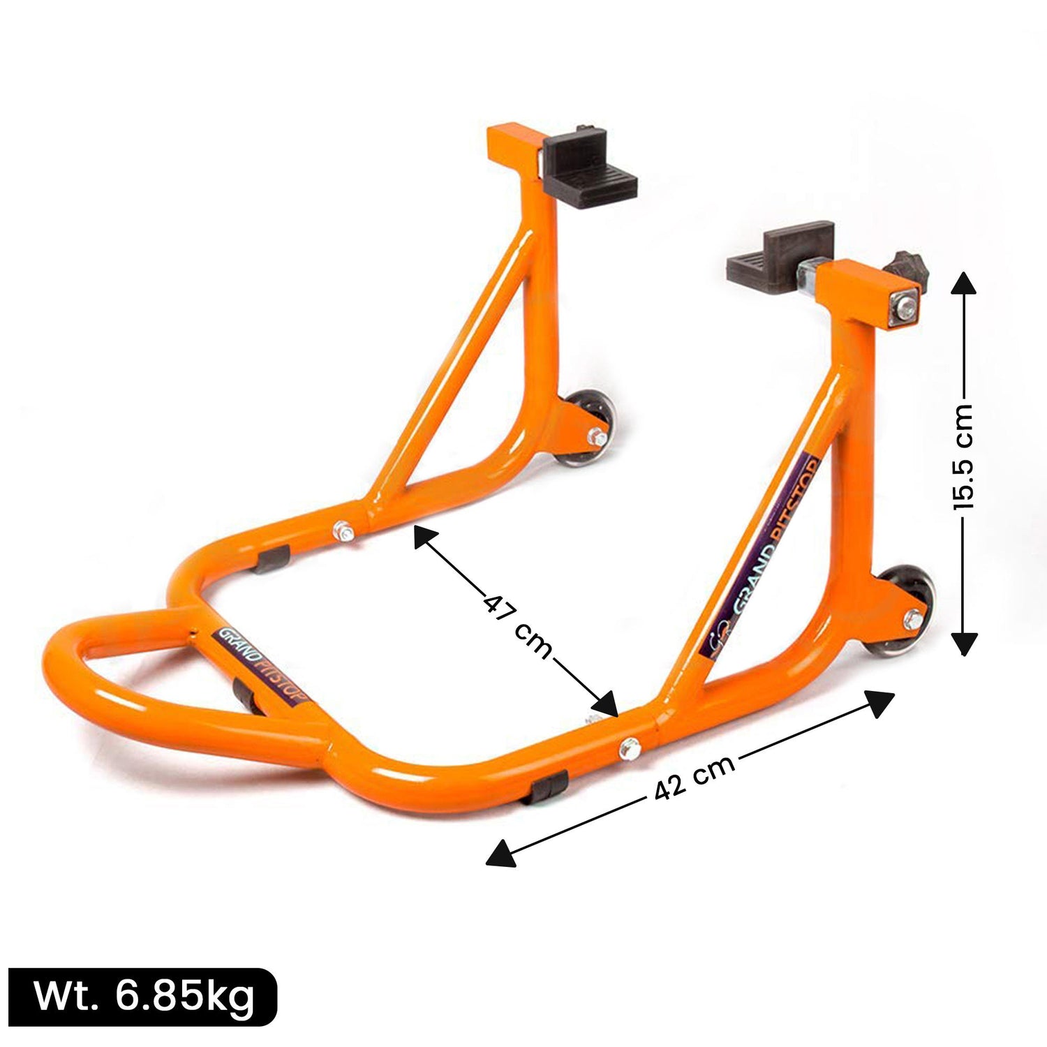 Dismantlable Rear Paddock Stand With Skate Wheels for KTM Bikes (upto 450 kg) - Orange