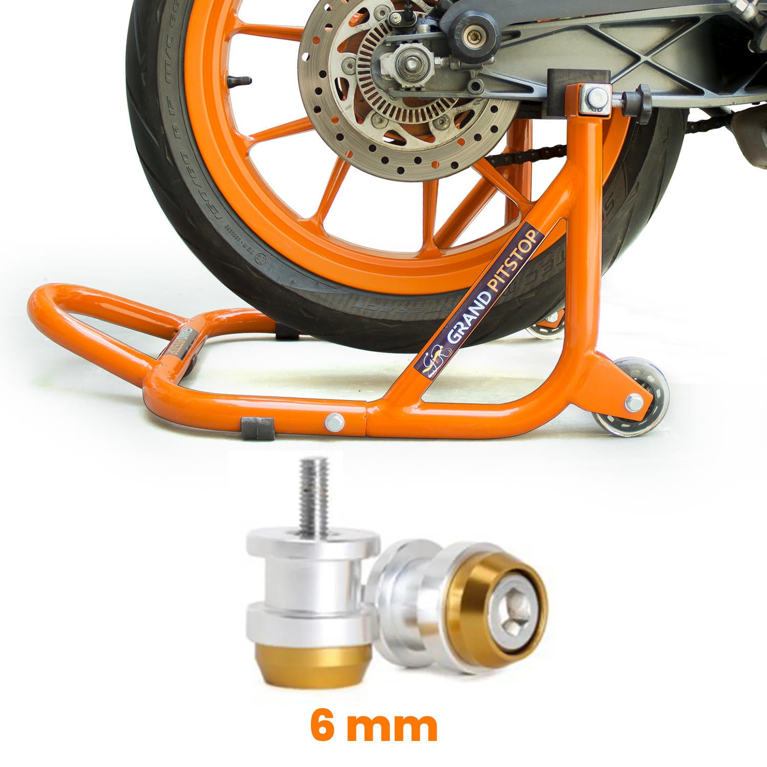 Combo - Dismantlable Paddock Stand (Orange) & Swingarm Spools/Bobbins