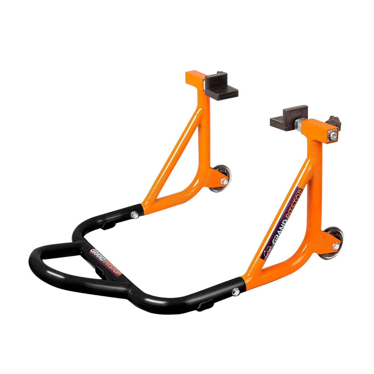 Dismantlable Rear Paddock Stand With 360 Rotation & Skate Wheels (Bike Wt upto: 450 kgs) - Black-Orange