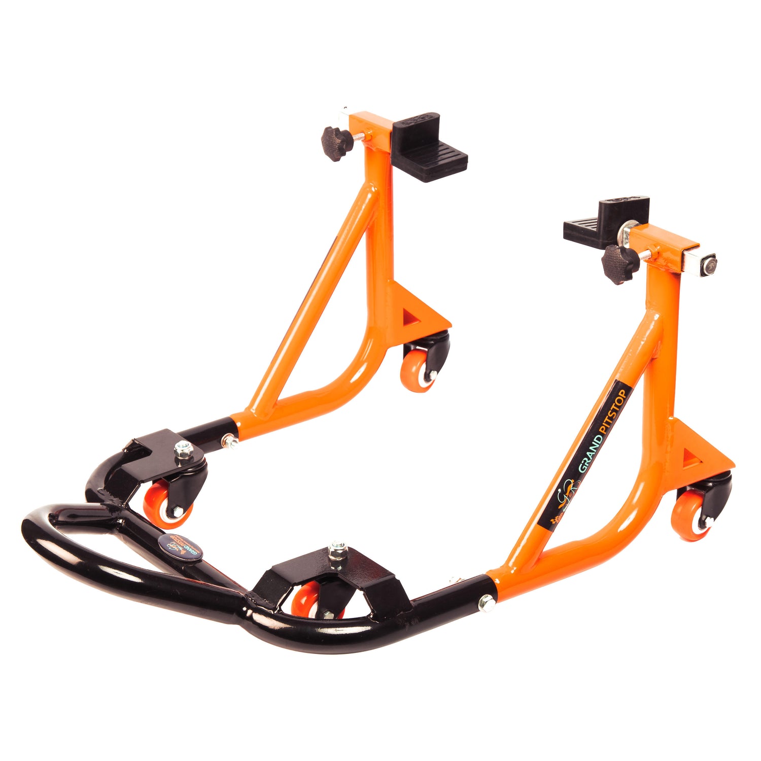 Dismantlable Rear Paddock Stand With 360 Rotation (Bike Wt upto: 280 kgs) - Black-Orange