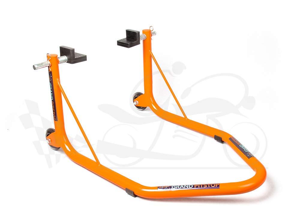 Non-Dismantlable Rear Paddock Stand With Skate Wheels (upto 350 kg) - Orange