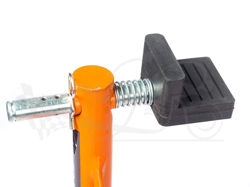 Non-Dismantlable Rear Paddock Stand With Skate Wheels (upto 350 kg) - Orange