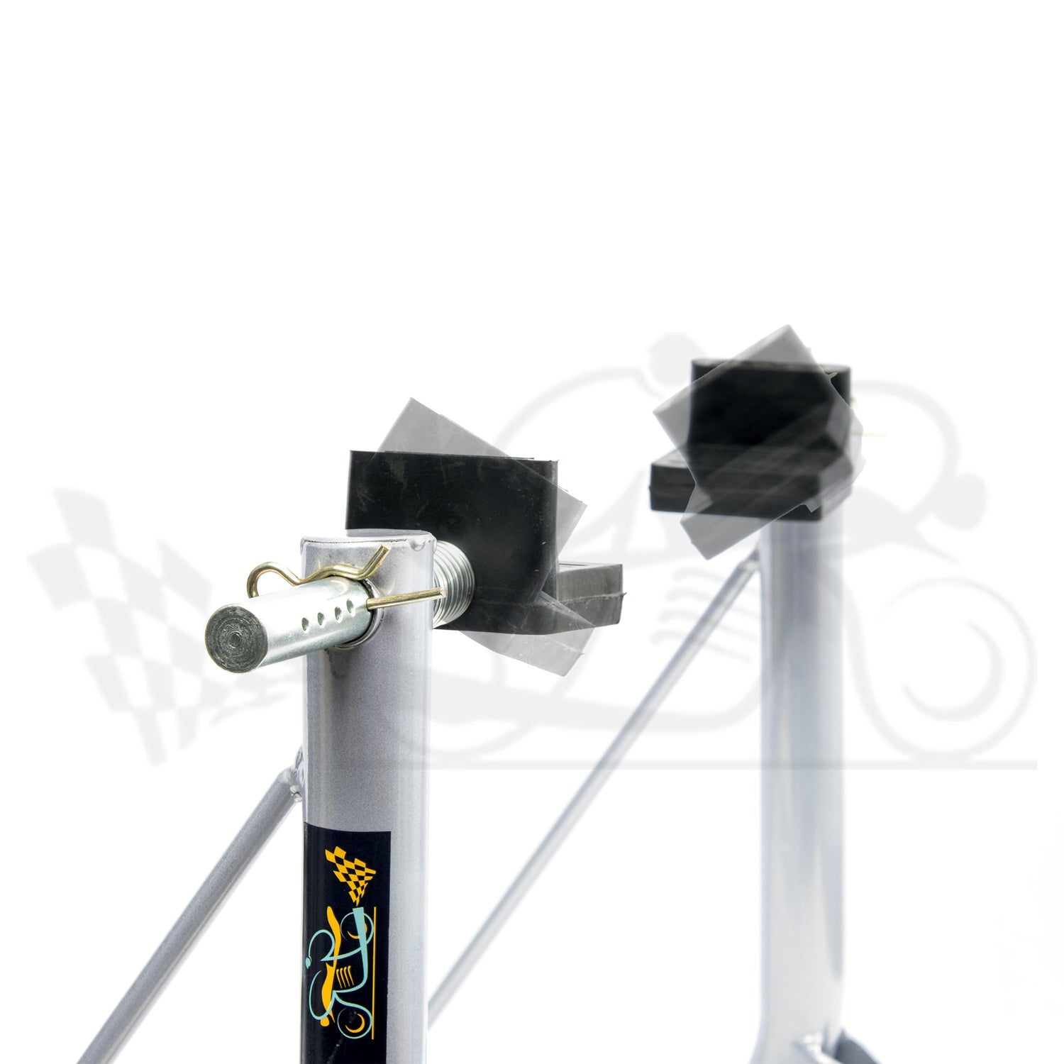 Non-Dismantlable Rear Paddock Stand With Skate Wheels (upto 350 kg) - Silver