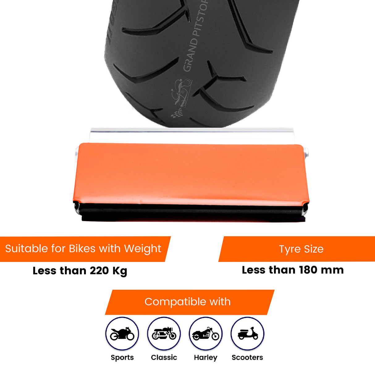 Ramp GRoller - Paddock Stand Replacement (Bike wt. 220 kg) - Orange