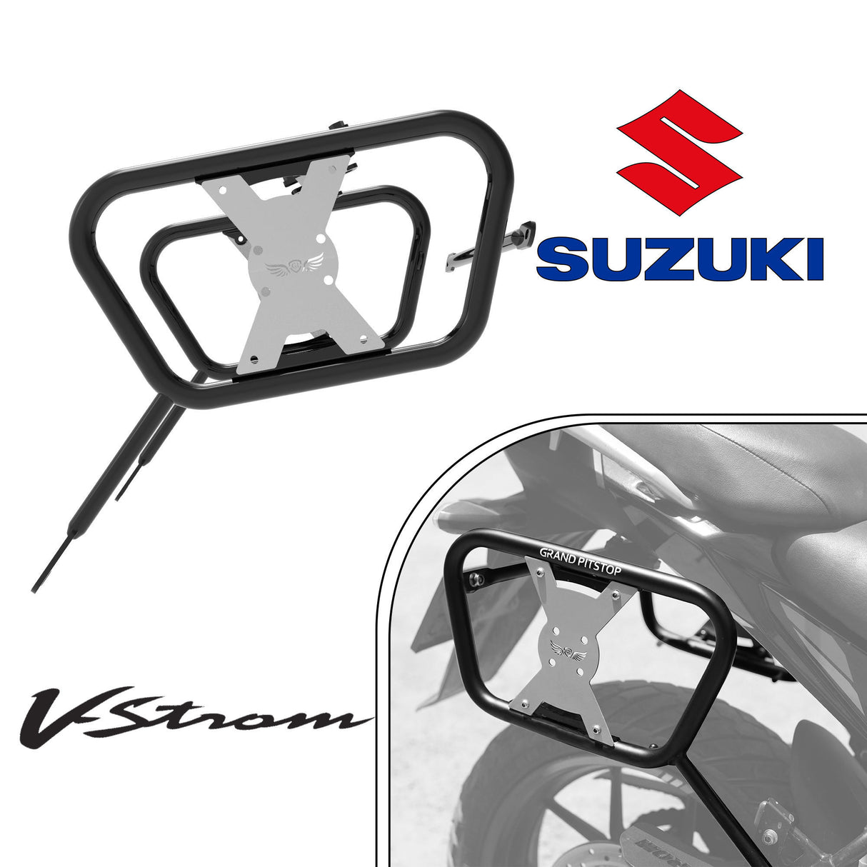 Saddle Stay (Pair) for Suzuki V-Strom - Black & Silver