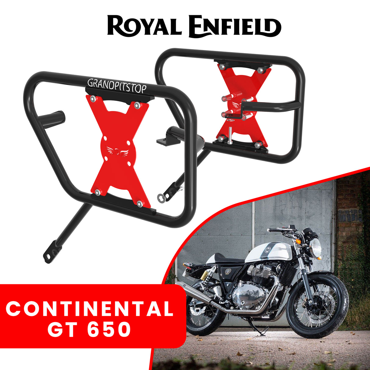 Saddle Stay (Pair) for Royal Enfield Continental GT - Black & Red