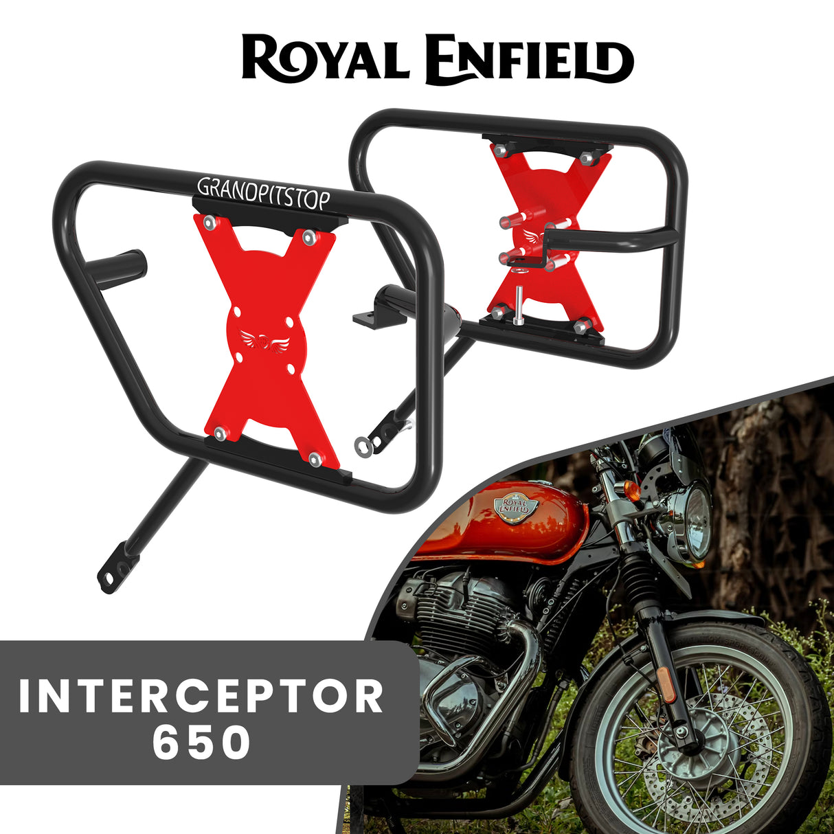 Saddle Stay (Pair) for Royal Enfield Interceptor - Black & Red