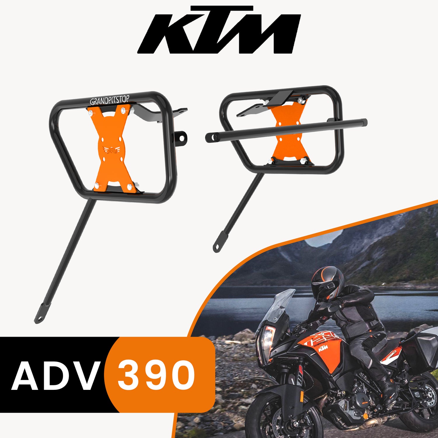 Saddle Stay (Pair) for KTM 390 Adventure - Black & Orange