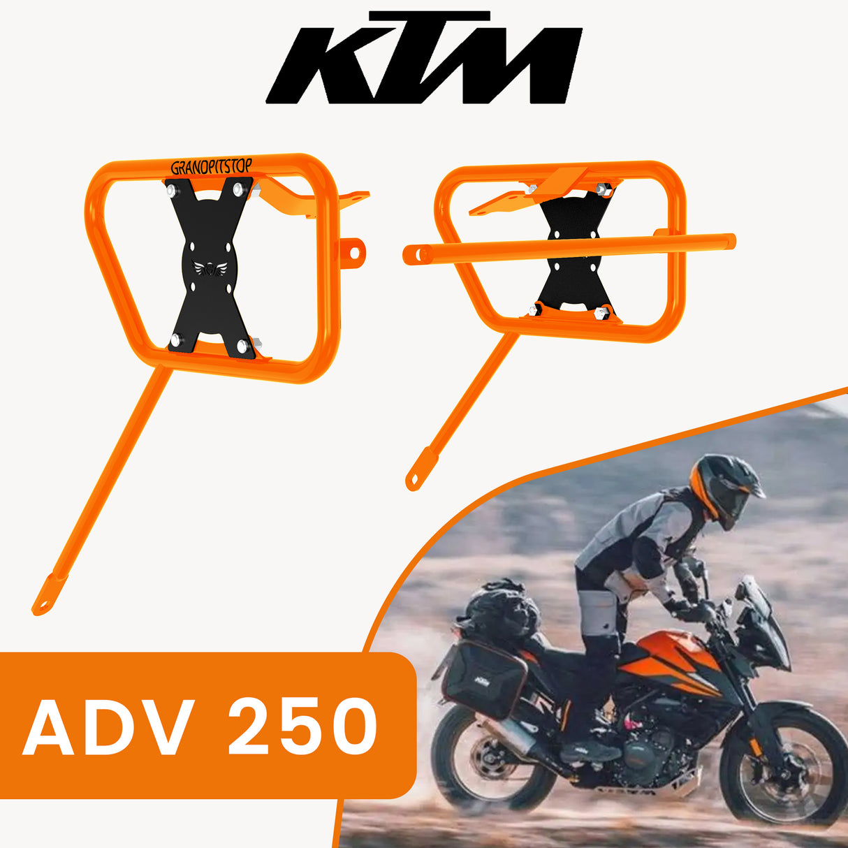 Saddle Stay (Pair) for KTM 250 Adventure - Orange & Black