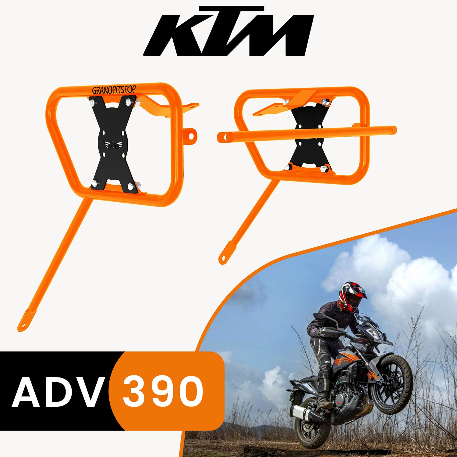 Saddle Stay (Pair) for KTM 390 Adventure - Orange & Black