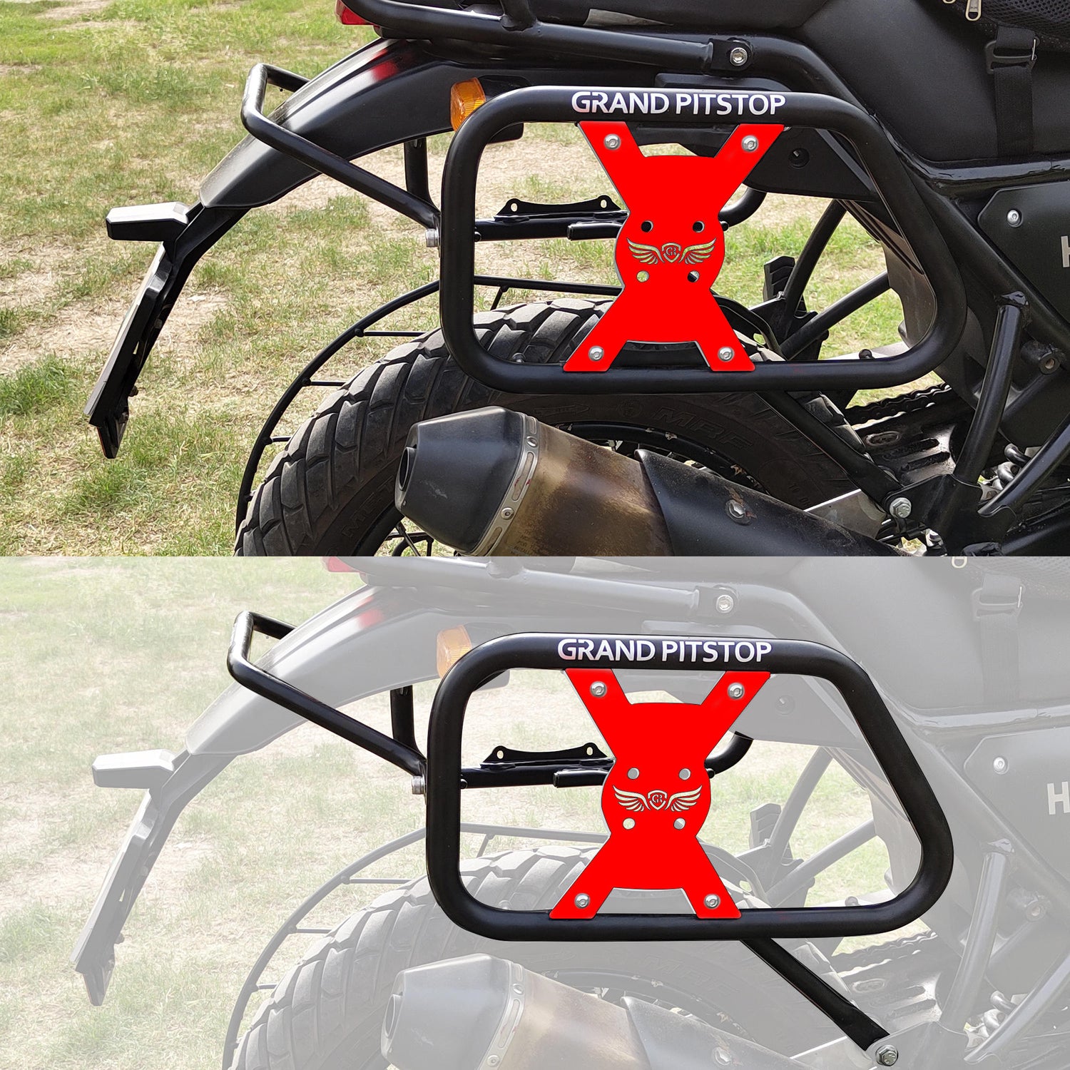 Saddle Stay (Pair) With Jerry Can Mounting for Royal Enfield Himalayan - Black & Red