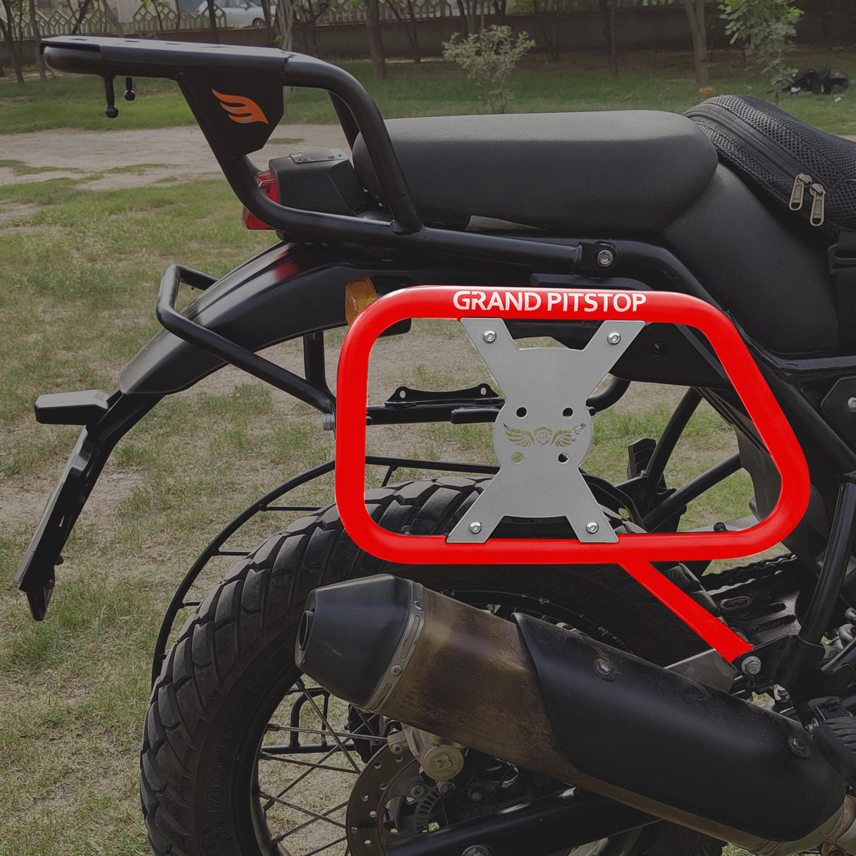 Saddle Stay (Pair) With Jerry Can Mounting for Royal Enfield Himalayan - Red & Silver