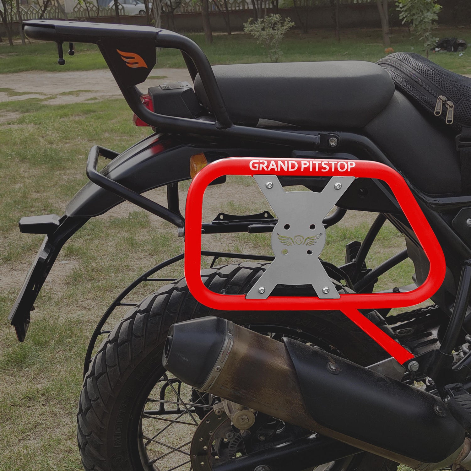 Saddle Stay (Pair) With Jerry Can Mounting for Royal Enfield Himalayan - Red & Silver