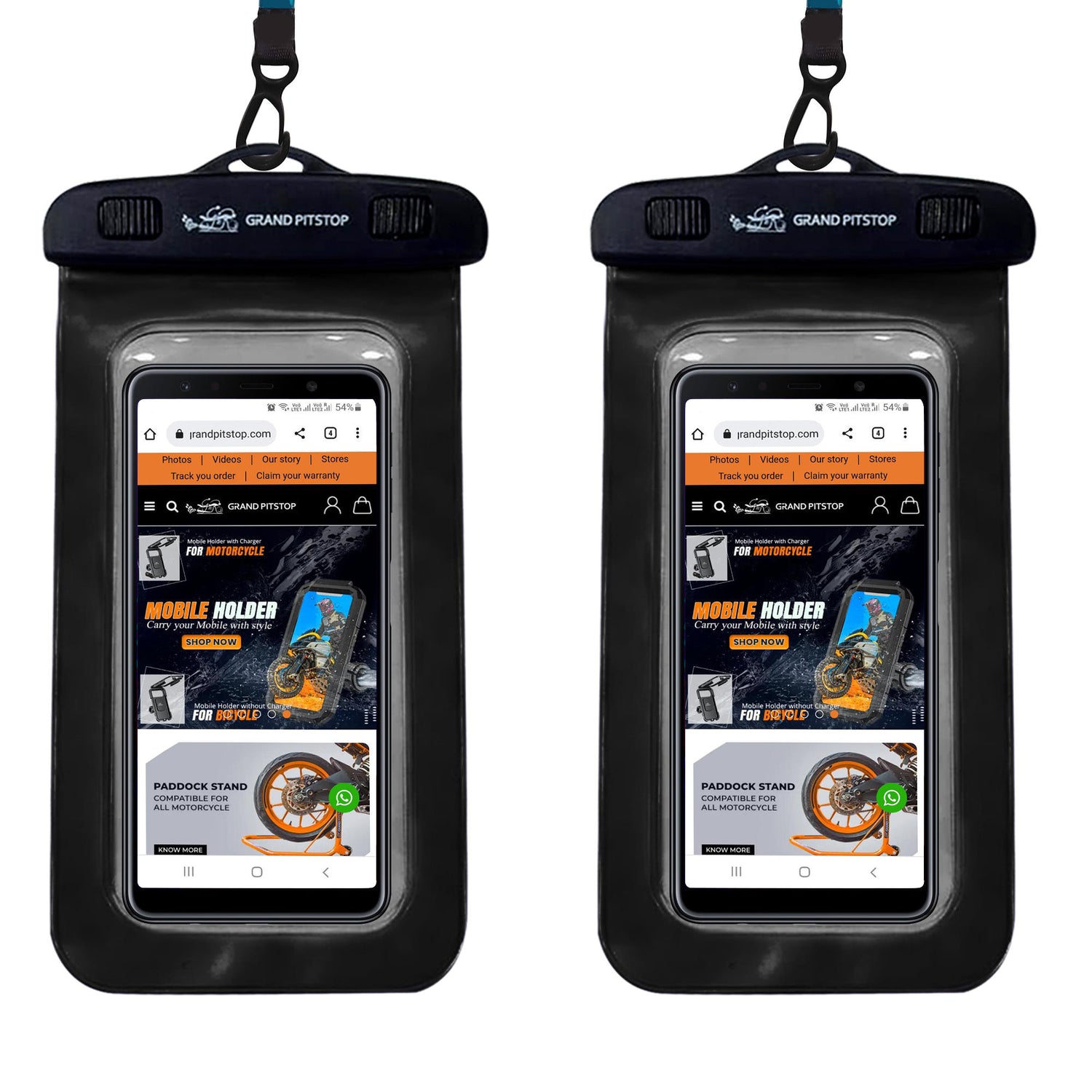 Universal Waterproof Mobile Pouch (Pack of 2) for phones up to 7.0 inches - Black