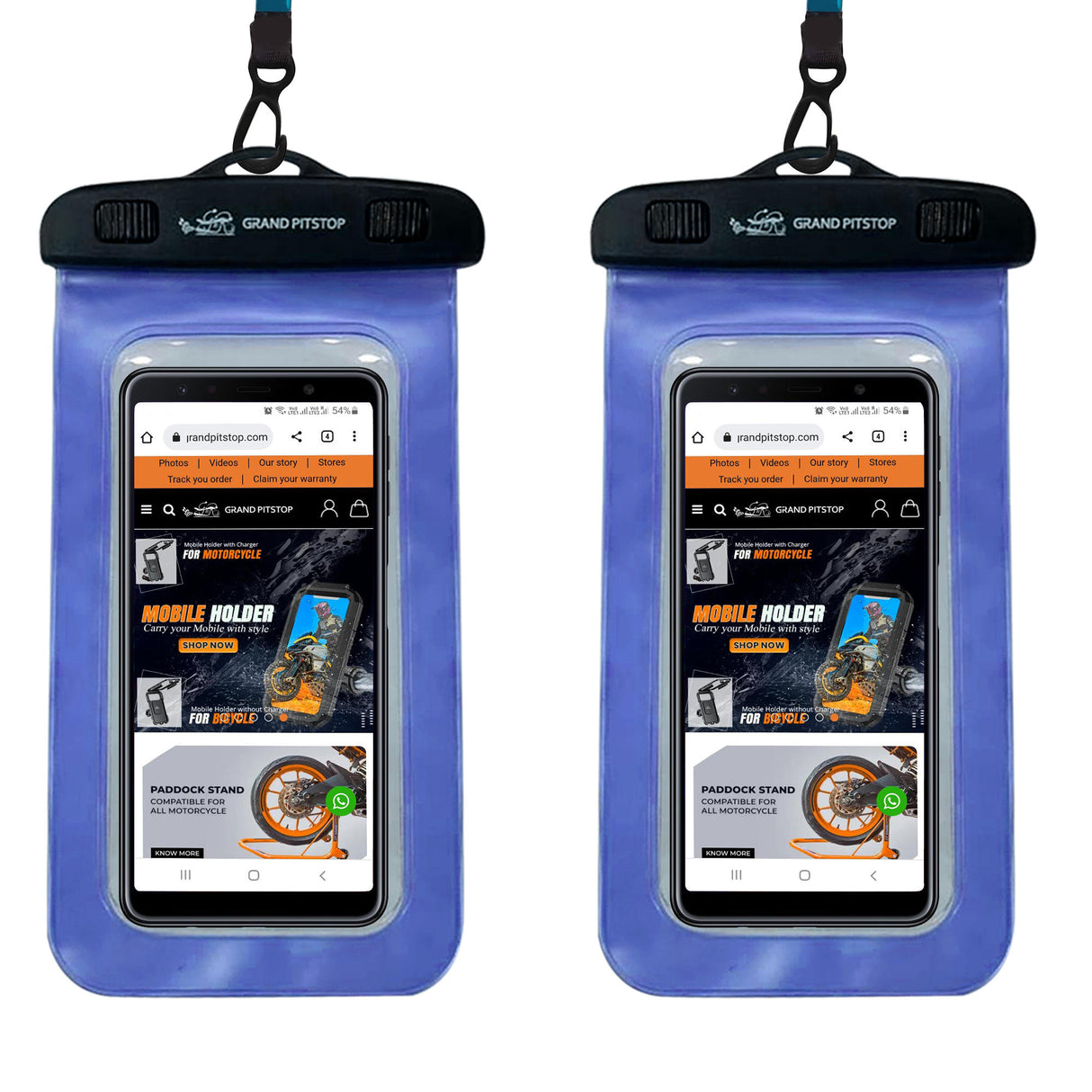 Universal Waterproof Mobile Pouch (Pack of 2) for phones up to 7.0 inches - Blue