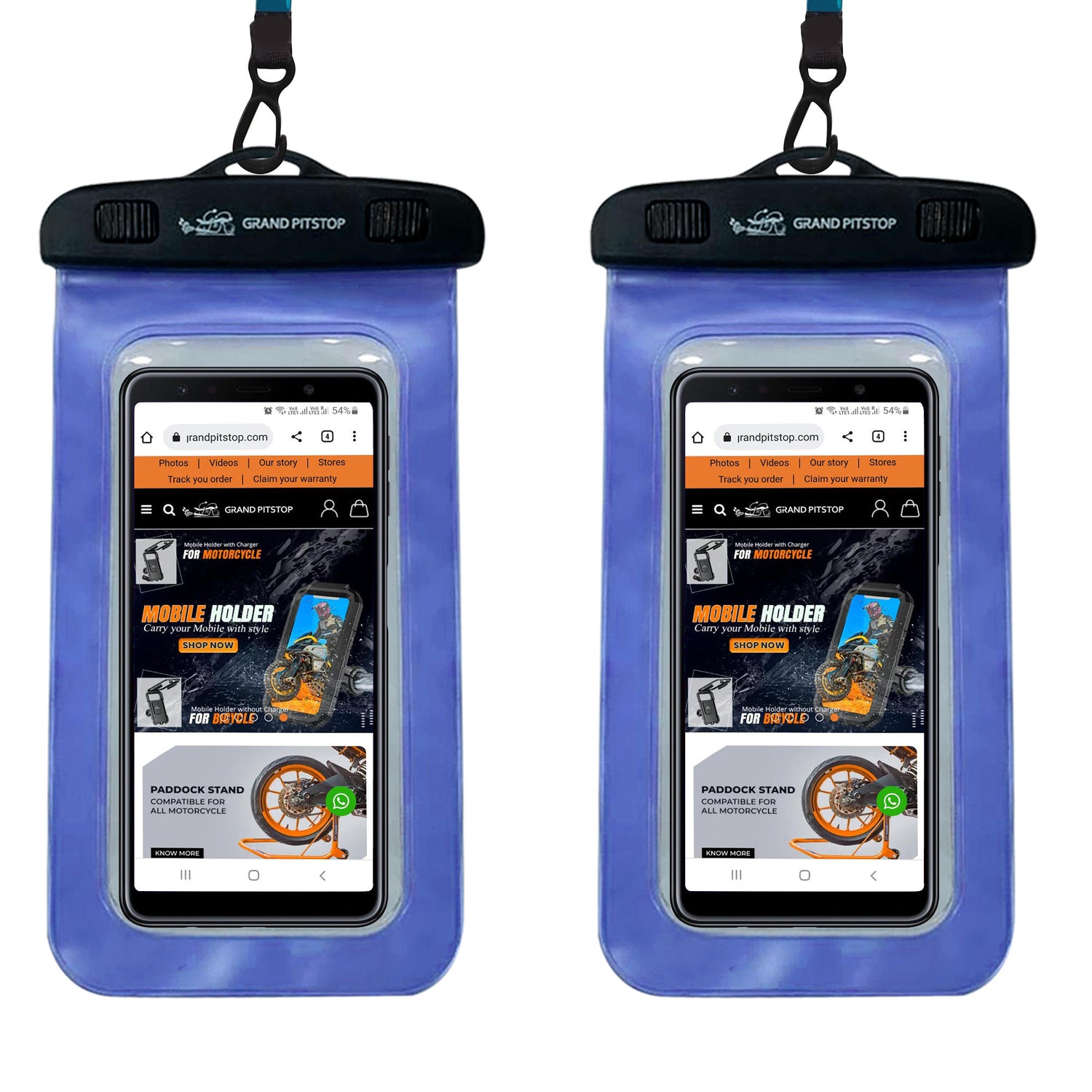 Universal Waterproof Mobile Pouch (Pack of 2) for phones up to 7.0 inches - Blue