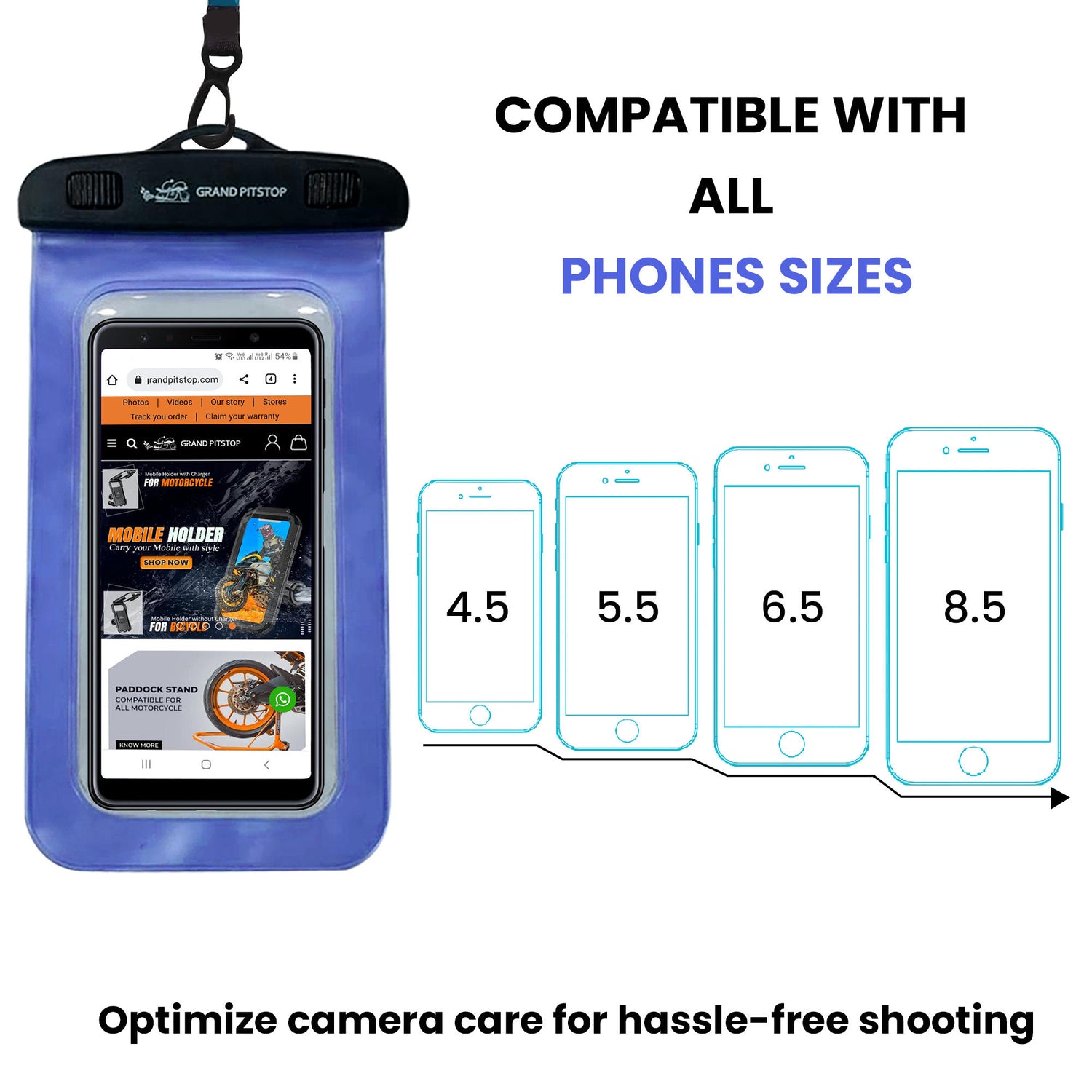 Universal Waterproof Mobile Pouch (Pack of 2) for phones up to 7.0 inches - Blue