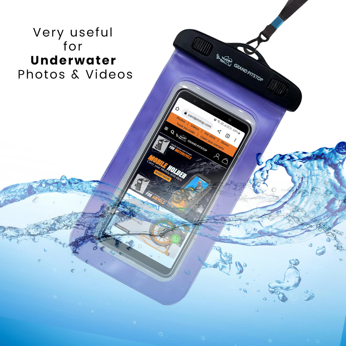 Universal Waterproof Mobile Pouch for phones up to 7.0 inches - Blue