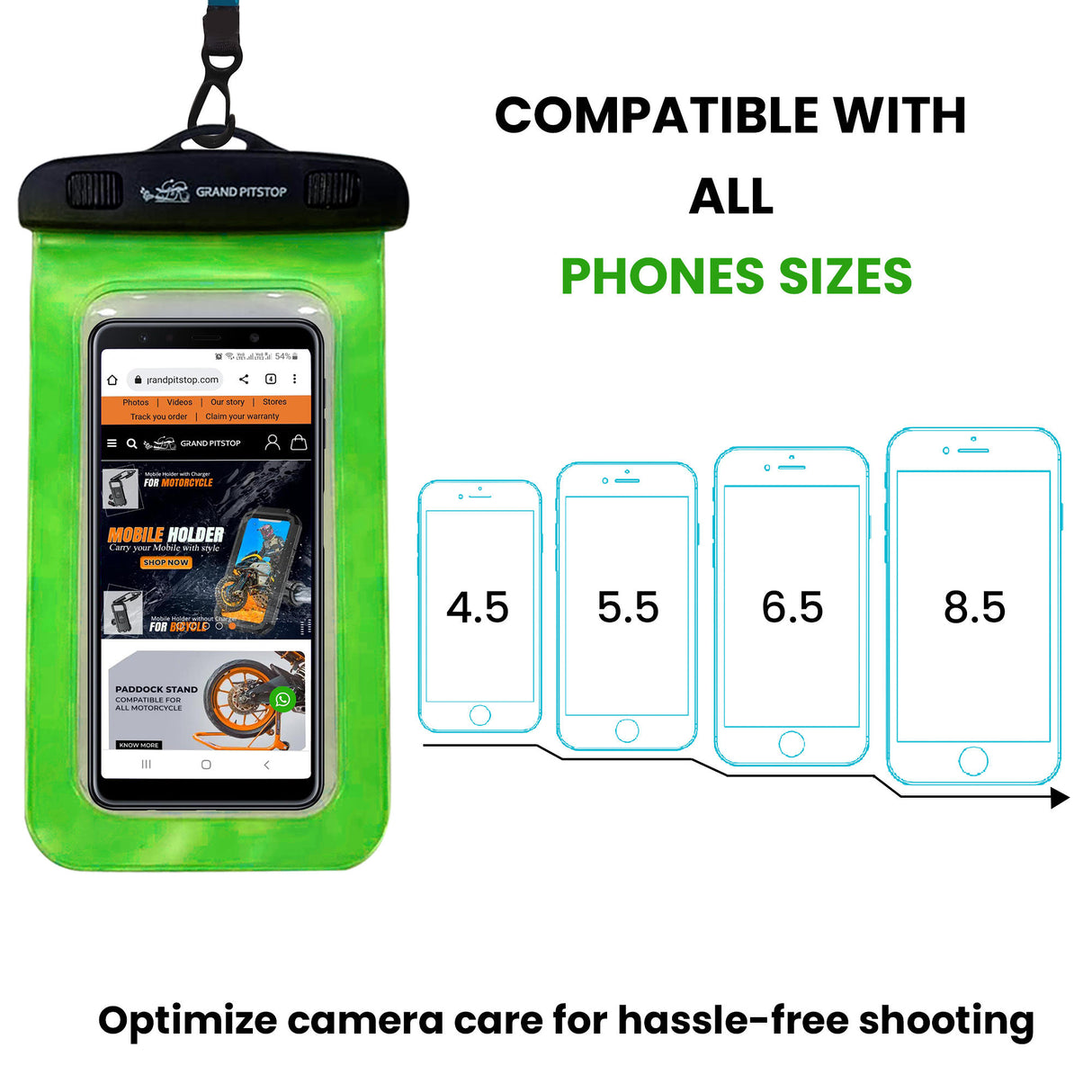 Universal Waterproof Mobile Pouch for phones up to 7.0 inches - Green