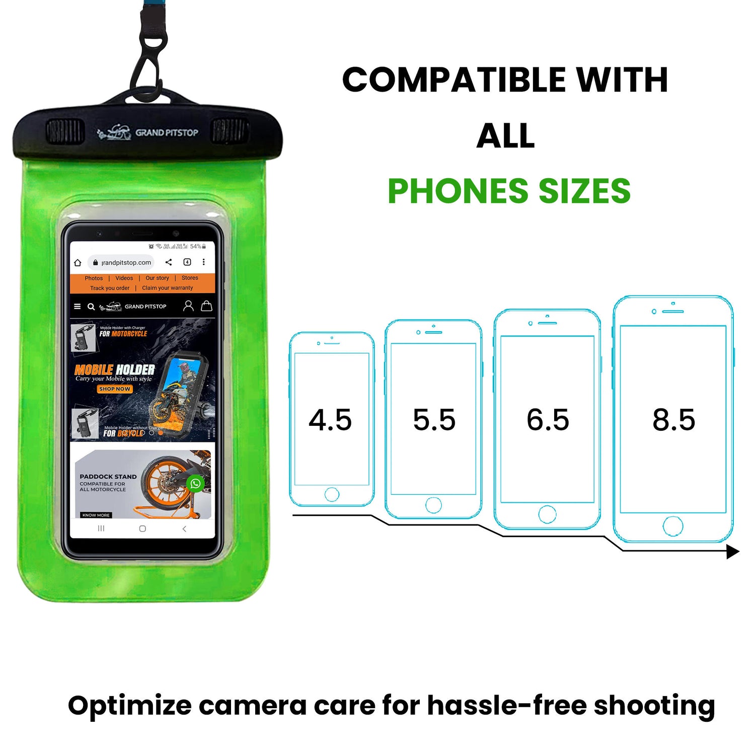 Universal Waterproof Mobile Pouch for phones up to 7.0 inches - Green