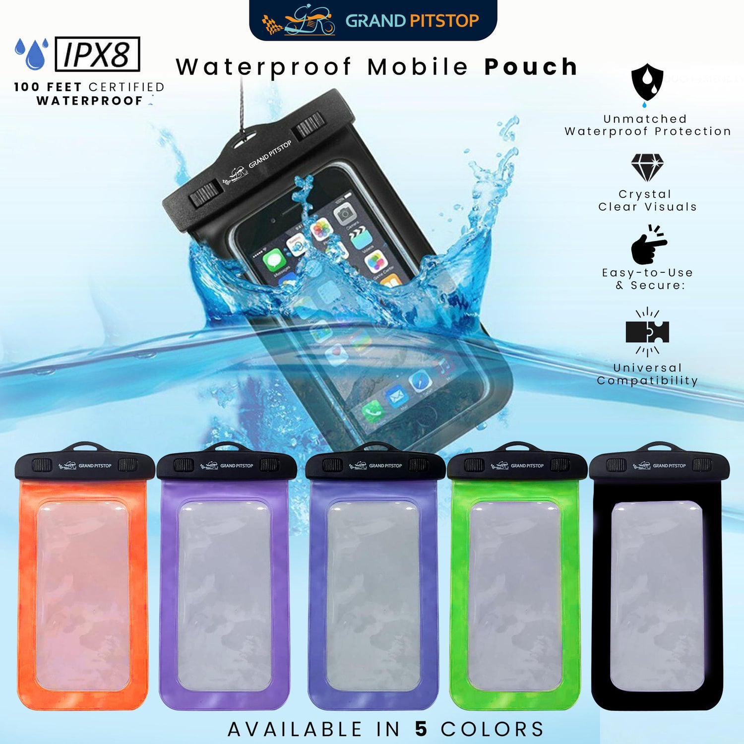 Universal Waterproof Mobile Pouch for phones up to 7.0 inches - Green