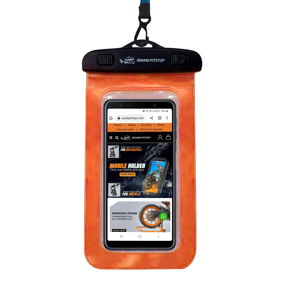 Universal Waterproof Mobile Pouch for phones up to 7.0 inches - Orange